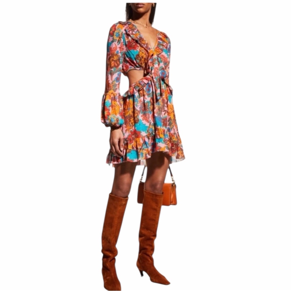 NWT Love The Label Nadia Front-Tie Ruffle Mini Dress from Anthropologie Size S